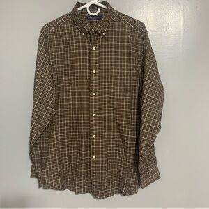 Daniel Cremieux Men Large Egyptian Cotton Long Sleeve Business Dress Shirt Brown